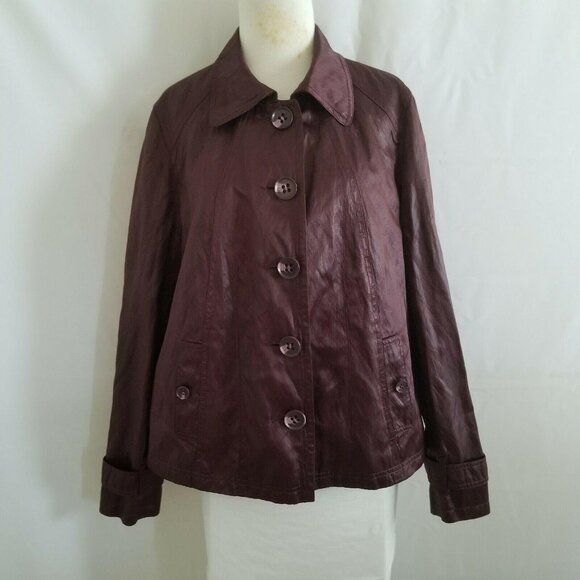 Tribal Women’s Long Sleeve Lined Burgundy Button-Up Coat Jacket Size 12 - Picture 5 of 15
